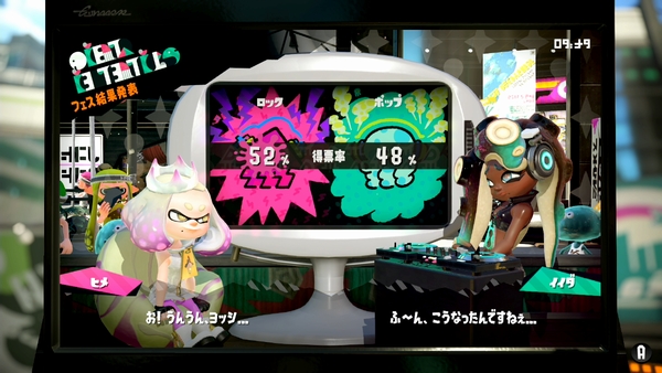 スプラトゥーン2の前夜祭フェスの得票率